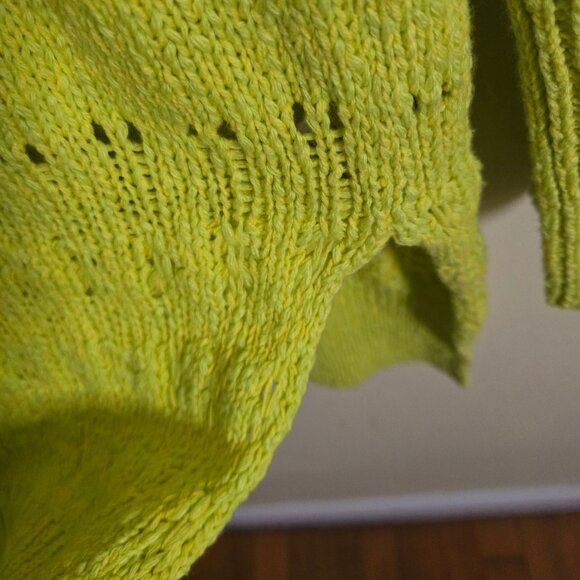 Free People Hot Tropics V-neck Open Knit Tunic Sweater Limelight Combo Size M - Picture 10 of 13